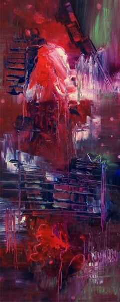 Malerei mit dem Titel "La cantate rouge" von Muriel Cayet, Original-Kunstwerk, Öl