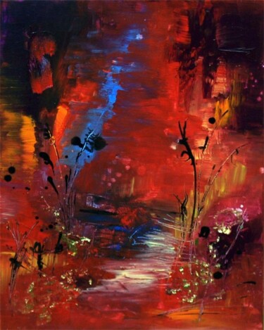 Peinture intitulée "L'île rouge" par Muriel Cayet, Œuvre d'art originale
