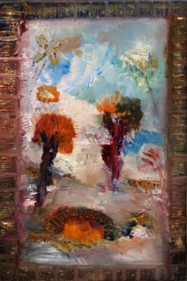 Painting titled "Le pont des Clefs 2…" by Muriel Cayet, Original Artwork, Oil