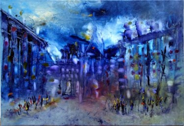 Painting titled "Les barricades 2009" by Muriel Cayet, Original Artwork, Oil