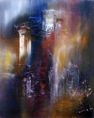 Peinture intitulée "Quatre colonnes et…" par Muriel Cayet, Œuvre d'art originale