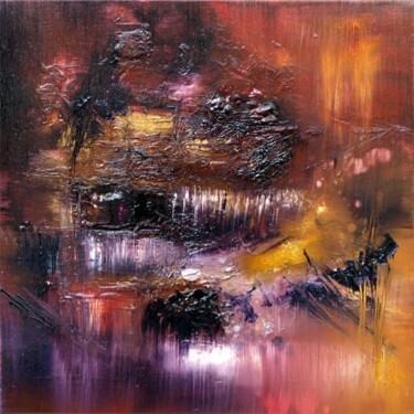 Painting titled "Le torrent de nuit" by Muriel Cayet, Original Artwork, Oil