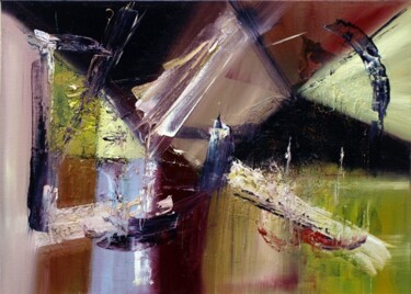 Peinture intitulée "Le rail d'Ouessant" par Muriel Cayet, Œuvre d'art originale