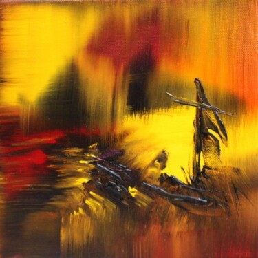 Painting titled "Haïku-soleil 6" by Muriel Cayet, Original Artwork, Oil