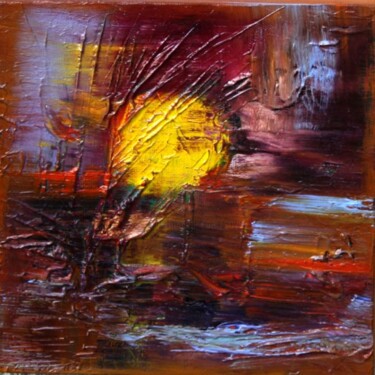 Painting titled "Haïku-soleil 12" by Muriel Cayet, Original Artwork, Oil