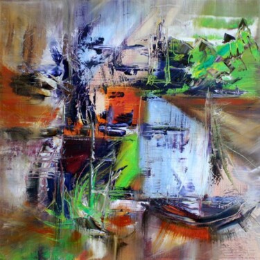 Malerei mit dem Titel "Harbour zena" von Muriel Cayet, Original-Kunstwerk, Öl