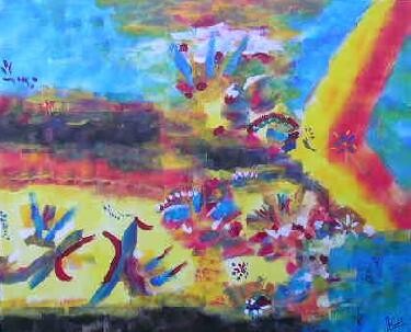 Peinture intitulée "Soleil brûlant - Co…" par Muriel Cayet, Œuvre d'art originale, Huile