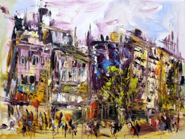 Painting titled "The Village" by Muriel Cayet, Original Artwork