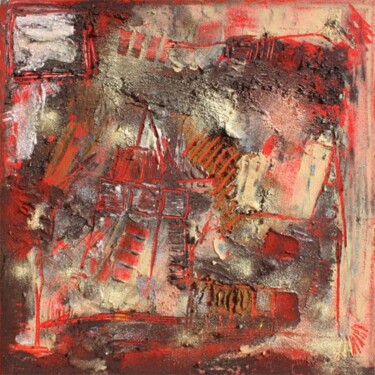Peinture intitulée "La Villa rouge" par Muriel Cayet, Œuvre d'art originale, Acrylique
