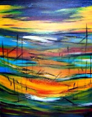 Peinture intitulée "Le marais des bambo…" par Muriel Cayet, Œuvre d'art originale