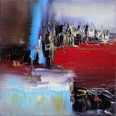Painting titled "Bleu iceberg" by Muriel Cayet, Original Artwork, Oil