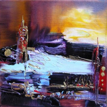 Peinture intitulée "Hudson sunset" par Muriel Cayet, Œuvre d'art originale