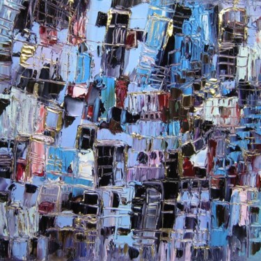Peinture intitulée "Blue great city - C…" par Muriel Cayet, Œuvre d'art originale