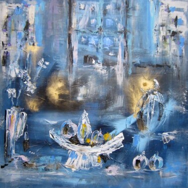Painting titled "Blue night style" by Muriel Cayet, Original Artwork, Acrylic