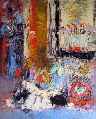 Peinture intitulée "Un goûter à Cassis" par Muriel Cayet, Œuvre d'art originale, Huile