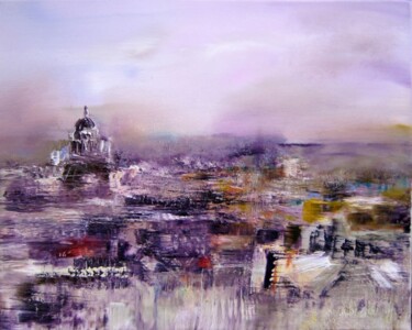 Peinture intitulée "Purple Paris" par Muriel Cayet, Œuvre d'art originale