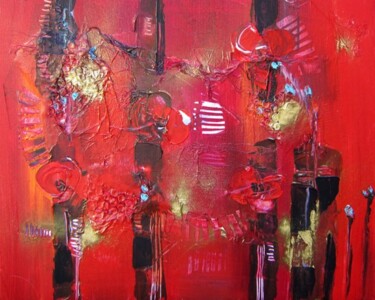 Peinture intitulée "Fleurs de Mombasa" par Muriel Cayet, Œuvre d'art originale, Acrylique