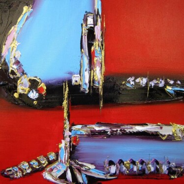 Peinture intitulée "Les mazets de la mer" par Muriel Cayet, Œuvre d'art originale, Huile