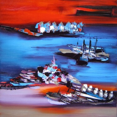 Peinture intitulée "L'île noire 2010" par Muriel Cayet, Œuvre d'art originale, Huile