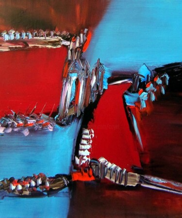 Peinture intitulée "Jadis, un quai" par Muriel Cayet, Œuvre d'art originale