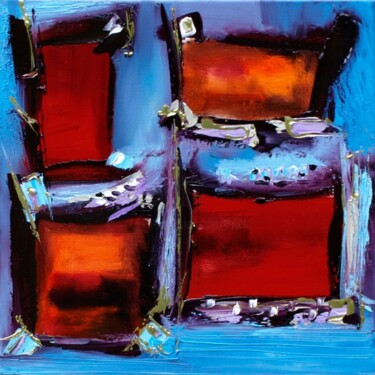 Peinture intitulée "Deux fenêtres rouges" par Muriel Cayet, Œuvre d'art originale, Huile