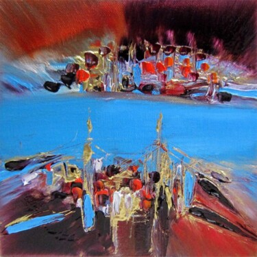 Картина под названием "Le pont à haubans" - Muriel Cayet, Подлинное произведение искусства