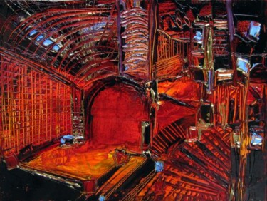 Peinture intitulée "L'antre rouge" par Muriel Cayet, Œuvre d'art originale