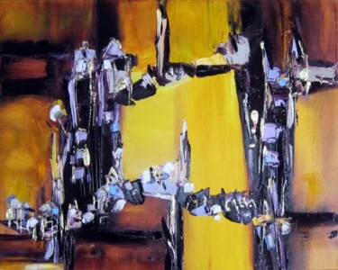 Painting titled "Jaune Ségry" by Muriel Cayet, Original Artwork, Oil