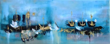 Peinture intitulée "Gold boats" par Muriel Cayet, Œuvre d'art originale, Huile