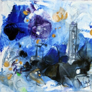Pittura intitolato "La tour grise" da Muriel Cayet, Opera d'arte originale, Encausti