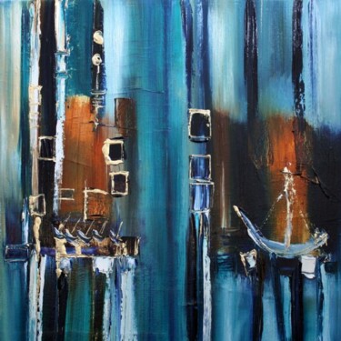 Painting titled "Navy Blue" by Muriel Cayet, Original Artwork, Oil