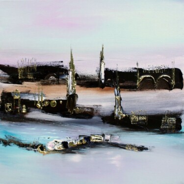 Peinture intitulée "Une cité fortifiée" par Muriel Cayet, Œuvre d'art originale, Huile