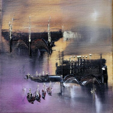 Peinture intitulée "Une cité navale" par Muriel Cayet, Œuvre d'art originale, Huile