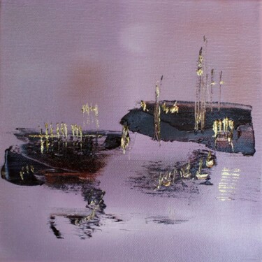 Peinture intitulée "Pink and grey ship…" par Muriel Cayet, Œuvre d'art originale, Huile