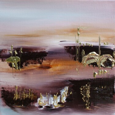 Peinture intitulée "Le pont du lointain" par Muriel Cayet, Œuvre d'art originale, Huile