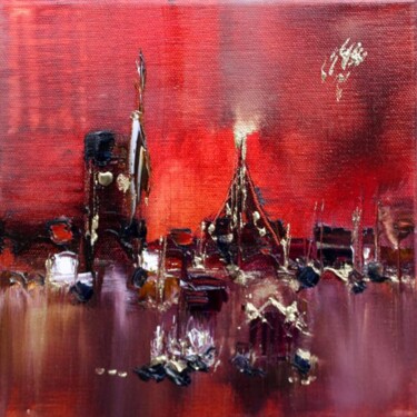 Painting titled "Rouge chinoise" by Muriel Cayet, Original Artwork, Oil