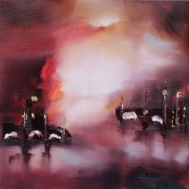 Painting titled "Un voile de brume b…" by Muriel Cayet, Original Artwork, Oil