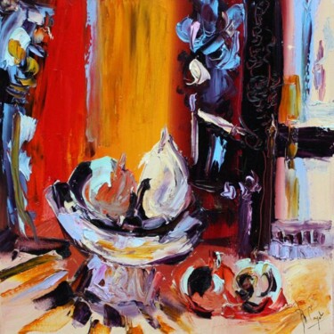 Malerei mit dem Titel "Le vase bleu" von Muriel Cayet, Original-Kunstwerk