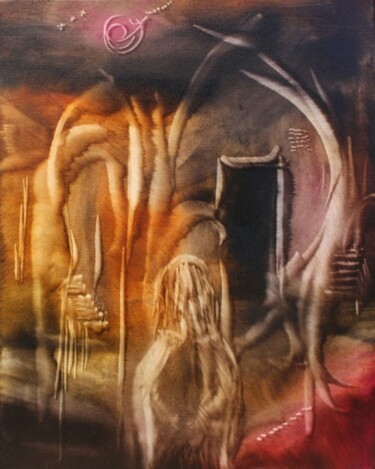 Peinture intitulée "Trouver la porte" par Muriel Cayet, Œuvre d'art originale