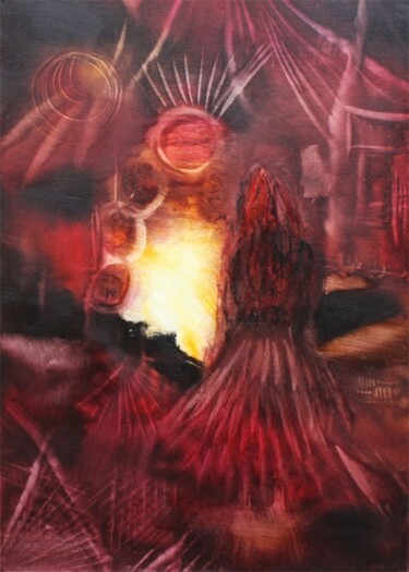 Peinture intitulée "La piste de l'écuyè…" par Muriel Cayet, Œuvre d'art originale, Huile