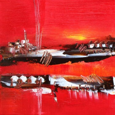 Peinture intitulée "Marines en rouge -3" par Muriel Cayet, Œuvre d'art originale, Huile