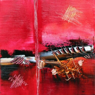 Peinture intitulée "Marines en rouge - 5" par Muriel Cayet, Œuvre d'art originale, Huile
