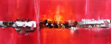 Peinture intitulée "Marines en rouge - 6" par Muriel Cayet, Œuvre d'art originale, Huile