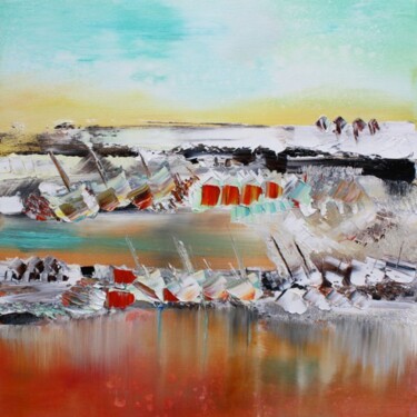Peinture intitulée "La campagne de pêche" par Muriel Cayet, Œuvre d'art originale, Huile