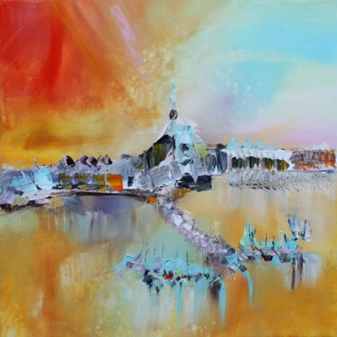 Peinture intitulée "Lac Saint-Jean" par Muriel Cayet, Œuvre d'art originale, Huile
