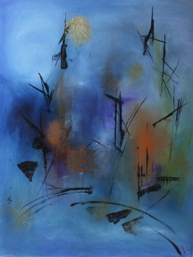 Painting titled "Docks" by Muriel Cayet, Original Artwork