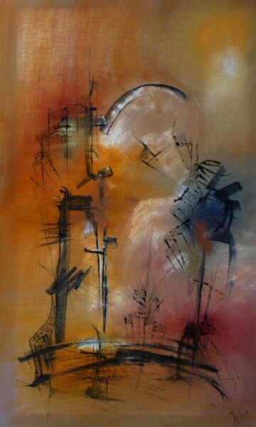 Pittura intitolato "Dubaï sunset" da Muriel Cayet, Opera d'arte originale