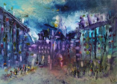 Painting titled "Les barricades" by Muriel Cayet, Original Artwork