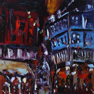 Painting titled "Marché nocturne" by Muriel Cayet, Original Artwork