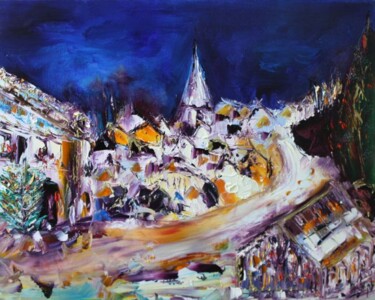 Malerei mit dem Titel "Une Provence bleue" von Muriel Cayet, Original-Kunstwerk